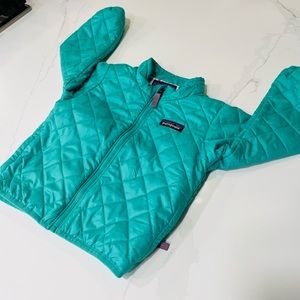 Patagonia Nano Puff Jacket green and floral 2T EUC